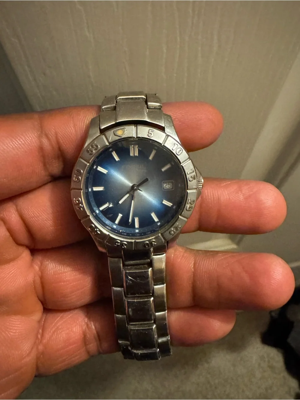 Fossil Men’s Blue Dial Stainless Steel Quartz Date